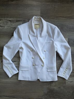 L'AGENCE Double-Breasted White Blazer Jacket Size 8